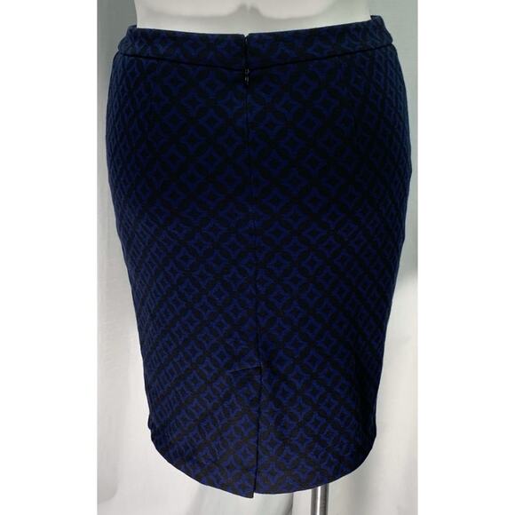 50% OFF Dana Buchman Skirt Diamond Pattern Pencil Blue Black Knee Length - Picture 3 of 7